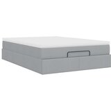vidaXL Otomanski posteljni okvir z vzmetnico siv 140x190 cm blago | Shoptok.si