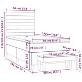 Box spring krevet s madracem tamnoplavi 90x190 cm baršunasti | shoptok.hr