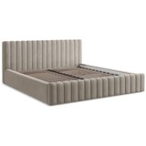 Makamii Sivorjava oblazinjena zakonska postelja s prostorom za shranjevanje z letvenim dnom 180x200 cm Lemi – | Shoptok.si