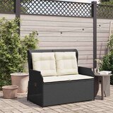 vidaXL Vrtna klop z blazino Črna Poly ratan | Shoptok.si