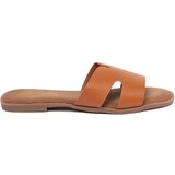 Shelvt Caramel women's faux leather flip-flops Cene