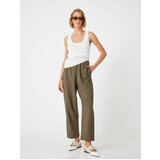 Koton Wide Leg Trousers with Pockets Elastic Waist Cene