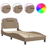  Okvir kreveta s LED svjetlima cappuccino 90x200 cm umjetna koža | shoptok.hr