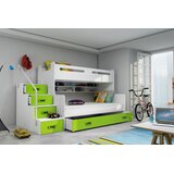Max drveni dječji krevet na kat 3 s ladicom 200*120cm - zeleni | shoptok.hr