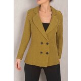 armonika Women's Yellow Stripe Patterned Four Button Cachet Jacket Cene