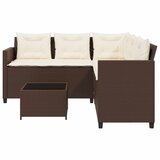  Vrtna sofa L-oblika sa stolom i jastucima smeđa od poliratana | Eponuda.com