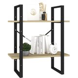 Ormarić za knjige s 2 razine boja hrasta 60 x 30 x 70 cm drveni | shoptok.hr