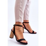 Boto Suede Sandals On A Braided Heel Black Selila | Shoptok.si