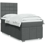 vidaXL Box spring postelja z vzmetnico temno siva 100x200 cm blago | Shoptok.si