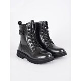 Shelvt Black patent leather girls' lace-up ankle boots | shoptok.hr