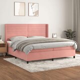  Box spring postelja z vzmetnico roza 200x200 cm žamet Cene
