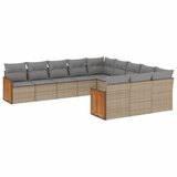  The Living Store Vrtna sedežna garnitura 11-delna z blazinami bež poli ratan - Vrtna Sedežna Garniture, (21461574) | Shoptok.si