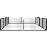  Ograda za pse s 12 panela crna 100 x 50 cm čelik obložen prahom | shoptok.hr