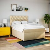  Krevet s oprugama i madracem krem 160x200 cm od tkanine | shoptok.hr
