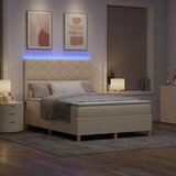  LED Box Spring Krevet s uzglavljem Krema 140 x 200 cm tkanina Slike