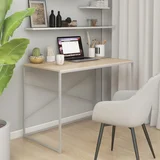 Stol za računalo bijeli i boja hrasta 110x60x70 cm od iverice