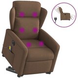 vidaXL Električni masažni naslonjač na podizanje od tkanine smeđi | shoptok.hr
