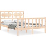 The Living Store Posteljni okvir z vzglavjem 120x200 cm trden les - Posteljni Okvir, (21526029) | Shoptok.si