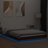  Posteljni okvir z LED lučkami rjavi hrast 140x190 cm inž. les | Shoptok.si