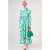 Bigdart 2144 Patterned Big Collar Hijab Dress - Green Cene
