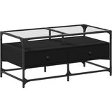  The Living Store Klubska mizica s stekleno površino črna 98,5x50x45 cm jeklo - Klubska Mizica, (21495926) | Shoptok.si