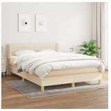 vidaXL Box spring postelja z vzmetnico krem 140x190 cm blago Cene