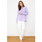 Trendyol Lilac Large Collar Crinkle Woven Shirt Cene