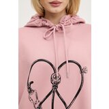 MOSCHINO JEANS Bombažen pulover ženska, roza barva, s kapuco, 1708 3228 | Shoptok.si