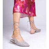 Gemre Gray flat heel ankle-tie pumps Karlioz | Shoptok.si