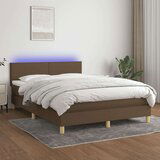  Box spring s madracem LED tamnosmeđi 140x200 cm tkanina Cijene