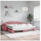 vidaXL Dnevni krevet na razvlačenje ružičasti 100 x 200 cm baršunasti | shoptok.hr