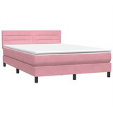  s oprugama i madracem LED ružičasti 160x210 cm baršunasti | shoptok.hr