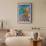  Plakat - Exotic Leopard - colorful portrait of a cheetah against tropical leaves 60x90 Crni okvir s margom | shoptok.hr