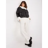 Fashion Hunters Black and white winter jacket with decorative fur
