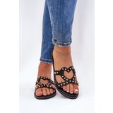 Boto Embellished Flat Women's Sandals Black Adivrae | Shoptok.si