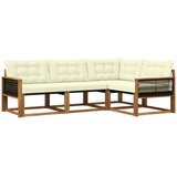 vidaXL Zunanja garnitura za sedenje z blazino 4 pcs Naravna in smetana, (5000272856) | Shoptok.si
