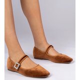 D/CEO marka niezdefiniowana Brown velvet women's ballet flats with buckle Kvitta Cijene