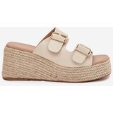 Boto Ladies Wedge Slippers With Weaving And Buckles Beige Pasinea | Shoptok.si