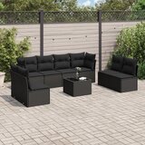  9-dijelni set vrtnih sofa s jastucima crni od poliratana | shoptok.hr