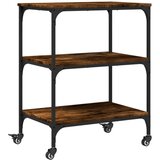  The Living Store Kuhinjski voziček dimljen hrast 60x41x76 cm inženirski les - Kuhinjski Voziček, (21498955) | Shoptok.si