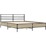  Posteljni okvir sonoma hrast 150x200 cm inž. les in kovina, (21165987) | Shoptok.si
