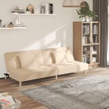 vidaXL Dvosjed na razvlačenje s dva jastuka krem od tkanine | shoptok.hr