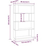 Ormarić za knjige / pregrada boja meda 80x25x132 cm drveni | shoptok.hr