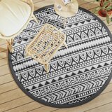 vidaXL Zunanja preproga črna Ø160 cm PP | Shoptok.si