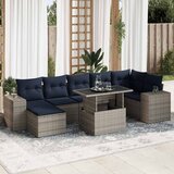  8-dijelni set vrtnih sofa od poliratana s jastucima sivi bagrem Crna | shoptok.hr