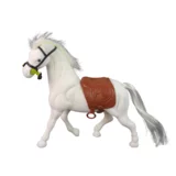  Figurica bijeli baršunasti konjić sa smeđim sedlom