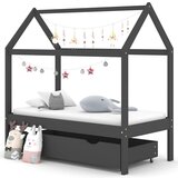 Furnova Otroški posteljni okvir s predalom temno siva borovina 70x140cm, (21918622) | Shoptok.si