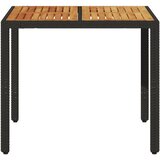  Vrtni stol s pločom od drva bagrema crni 90x90x75 cm poliratana | shoptok.hr