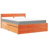  The Living Store Postelja s predali in vzmetnico vošč. rjava 160x200 cm borovina - Postelja, (21495745) | Shoptok.si