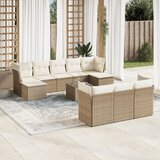 Maison Chic Seti vrtnega pohištva - Vrtna garnitura - Vrtni pohištvo set 11-delna z blazinami bež poli ratan, (21815078) | Shoptok.si